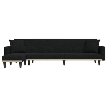 Sofá-cama em forma de L 275x140x70 cm tecido preto