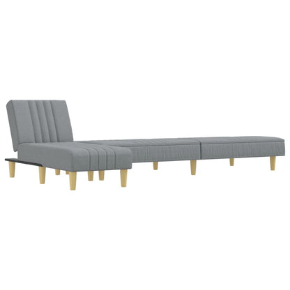 Sofá-cama em forma de L 255x140x70 cm tecido cinzento-claro
