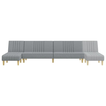 Sofá-cama em forma de L 255x140x70 cm tecido cinzento-claro