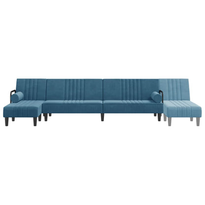 Sofá-cama em forma de L 260x140x70 cm veludo azul