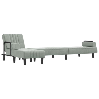 L-shaped sofa bed 260x140x70 cm light grey velvet