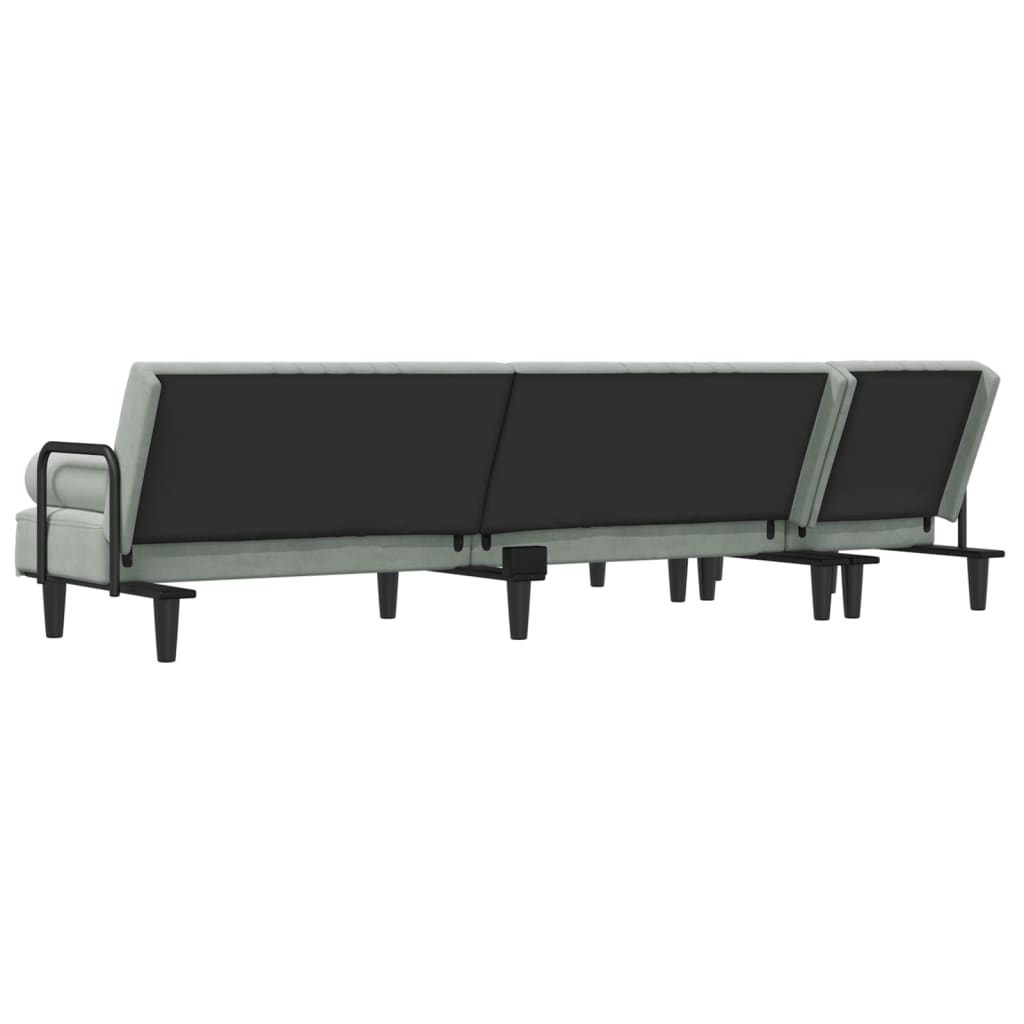 L-shaped sofa bed 260x140x70 cm light grey velvet