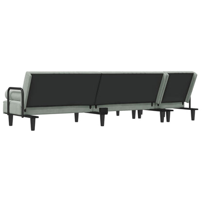 L-shaped sofa bed 260x140x70 cm light grey velvet
