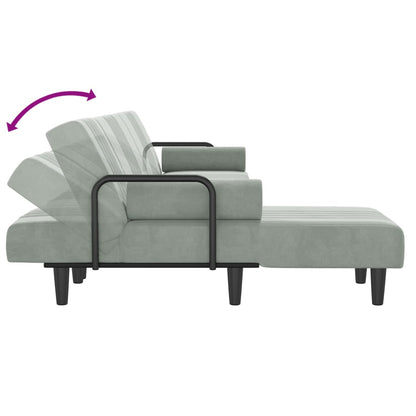 L-shaped sofa bed 260x140x70 cm light grey velvet