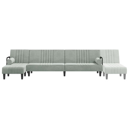 L-shaped sofa bed 260x140x70 cm light grey velvet