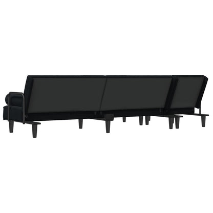 Sofá-cama em forma de L 260x140x70 cm veludo preto
