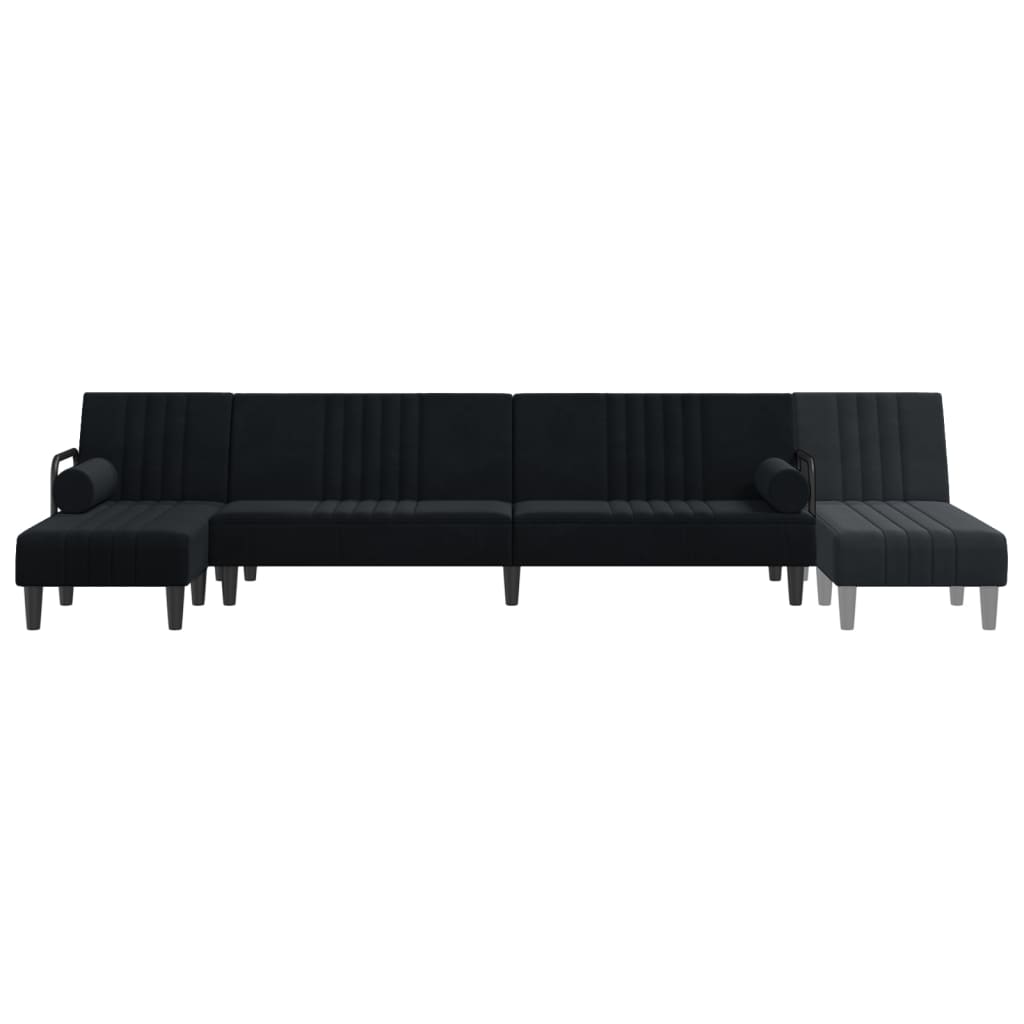 Sofá-cama em forma de L 260x140x70 cm veludo preto