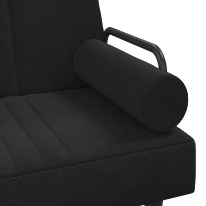Sofá-cama em forma de L 260x140x70 cm veludo preto