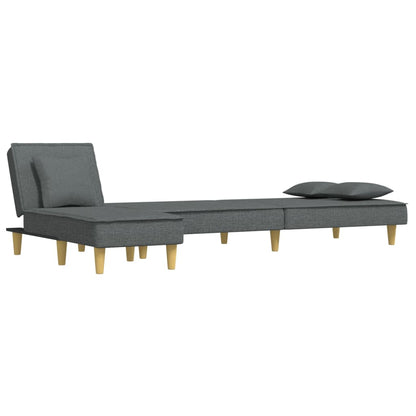 Sofá-cama em forma de L 255x140x70 cm tecido cinzento-escuro