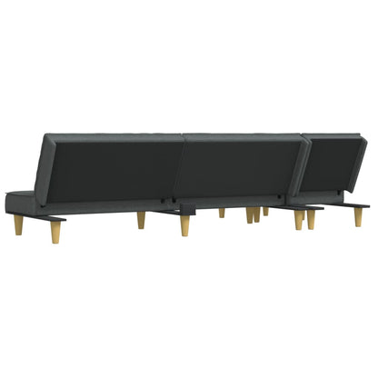 Sofá-cama em forma de L 255x140x70 cm tecido cinzento-escuro
