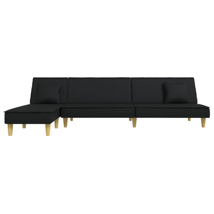 Sofá-cama em forma de L 279x140x70 cm tecido preto