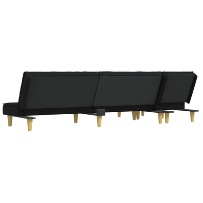Sofá-cama em forma de L 279x140x70 cm tecido preto