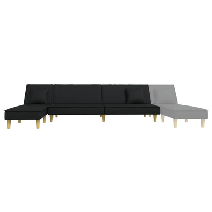 Sofá-cama em forma de L 279x140x70 cm tecido preto