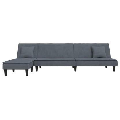 L-shaped sofa bed 255x140x70 cm dark grey velvet