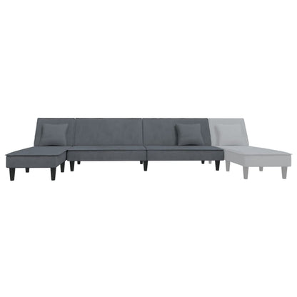 L-shaped sofa bed 255x140x70 cm dark grey velvet