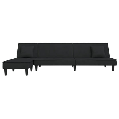 Sofá-cama em forma de L 255x140x70 cm veludo preto