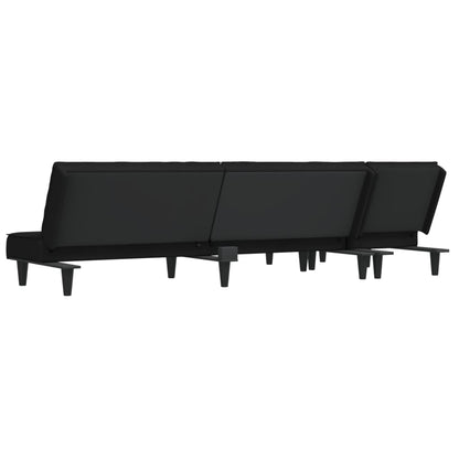 Sofá-cama em forma de L 255x140x70 cm veludo preto