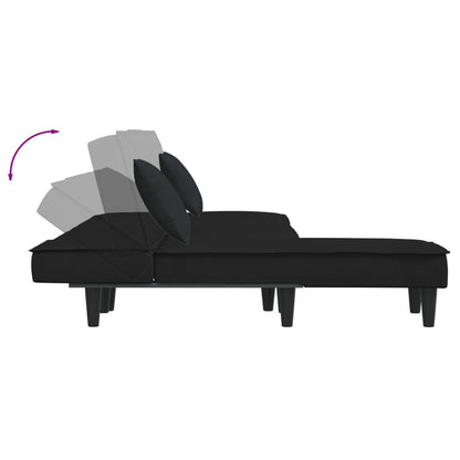 Sofá-cama em forma de L 255x140x70 cm veludo preto