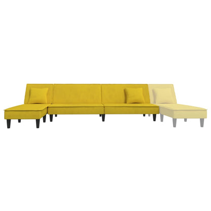Sofá-cama em forma de L 255x140x70 cm veludo amarelo