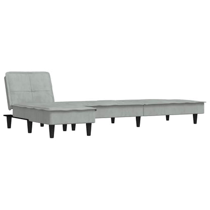 L-shaped sofa bed 255x140x70 cm light grey velvet