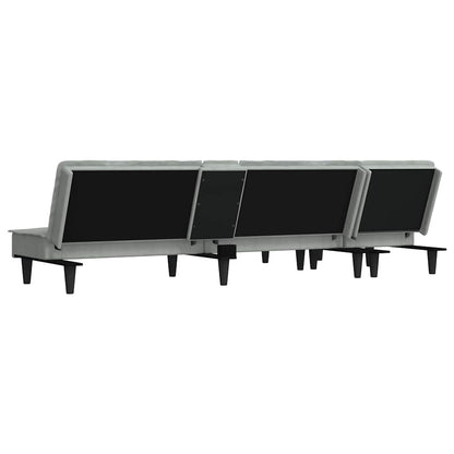 L-shaped sofa bed 255x140x70 cm light grey velvet