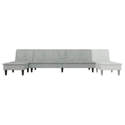 L-shaped sofa bed 255x140x70 cm light grey velvet