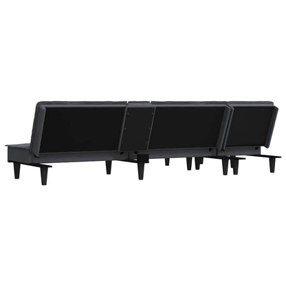 Sofá-cama em forma de L 255x140x70 cm veludo cinzento-escuro