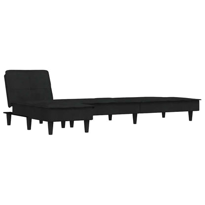 Sofá-cama em forma de L 255x140x70 cm veludo preto