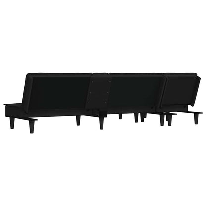 Sofá-cama em forma de L 255x140x70 cm veludo preto
