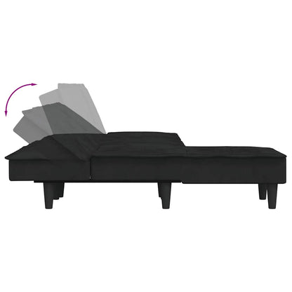 Sofá-cama em forma de L 255x140x70 cm veludo preto
