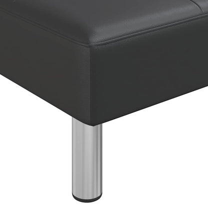 Sofá-cama em forma de L 255x140x70 cm couro artificial preto