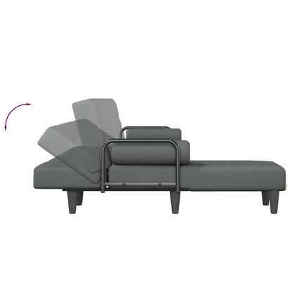Sofá-cama em forma de L 260x140x70 cm tecido cinzento-escuro