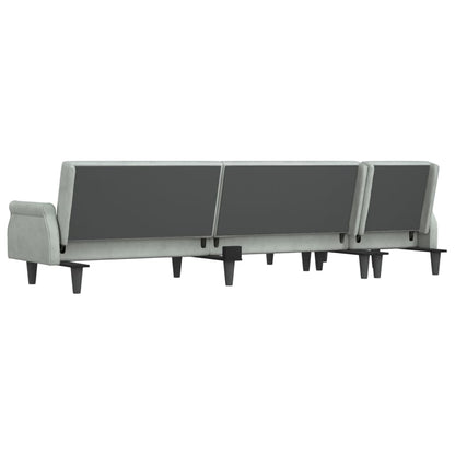 L-shaped sofa bed 271x140x70 cm light grey velvet