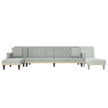 L-shaped sofa bed 271x140x70 cm light grey velvet