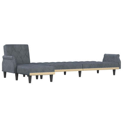 Sofá-cama em forma de L 271x140x70 cm veludo cinzento-escuro