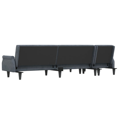 Sofá-cama em forma de L 271x140x70 cm veludo cinzento-escuro