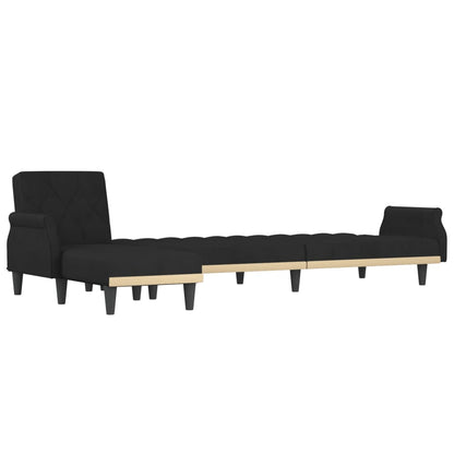 Sofá-cama em forma de L 271x140x70 cm veludo preto