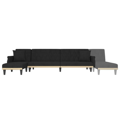Sofá-cama em forma de L 271x140x70 cm veludo preto