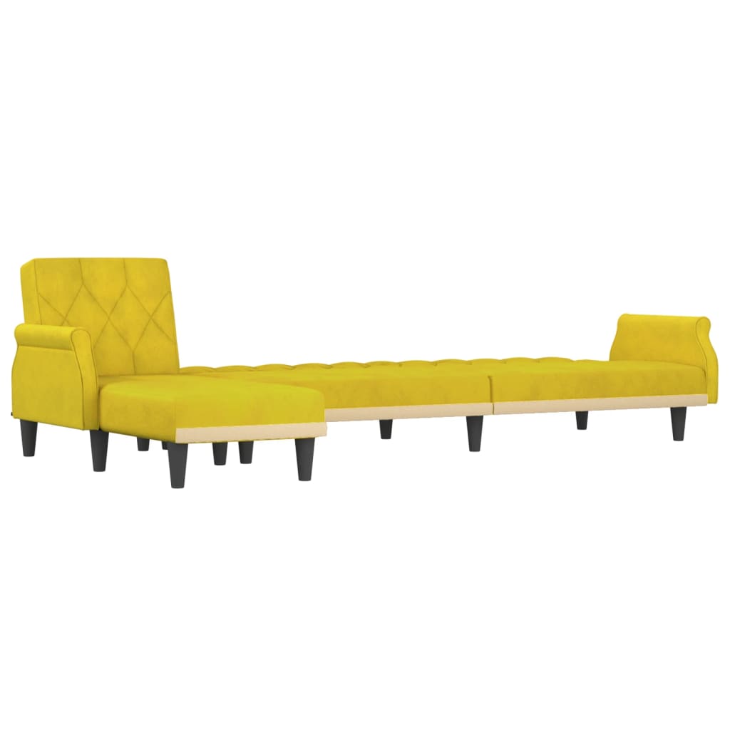 Sofá-cama em forma de L 271x140x70 cm veludo amarelo