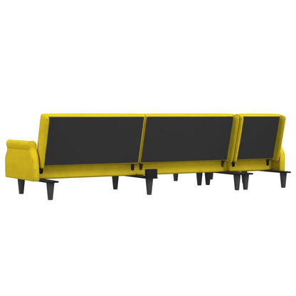 Sofá-cama em forma de L 271x140x70 cm veludo amarelo