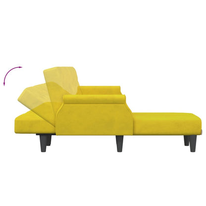 Sofá-cama em forma de L 271x140x70 cm veludo amarelo