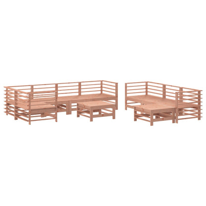 10 pcs conj. lounge jardim c/ almofadões madeira douglas maciça