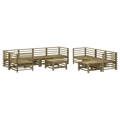 10 pcs conjunto lounge de jardim c/ almofadões pinho impregnado