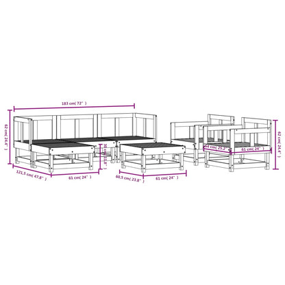 7 pcs conjunto lounge de jardim madeira de douglas maciça