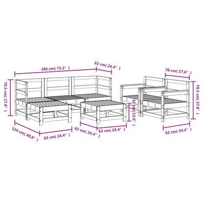 7 pcs conjunto lounge de jardim madeira de douglas maciça
