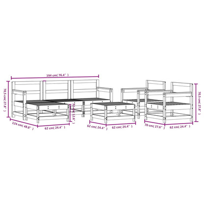 7 pcs conjunto lounge de jardim madeira de douglas maciça