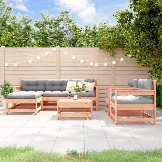 7 pcs conjunto lounge de jardim madeira de douglas maciça