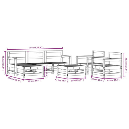 7 pcs conjunto lounge de jardim madeira de douglas maciça