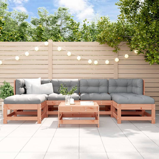 7 pcs conjunto lounge de jardim madeira de douglas maciça