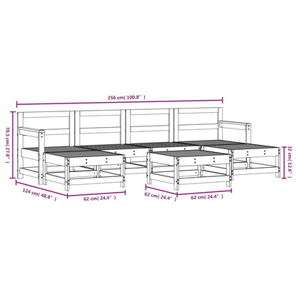 7 pcs conjunto lounge de jardim madeira de pinho impregnada